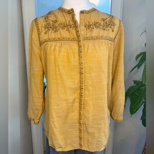 St. John's Bay Mustard Embroidered Blouse